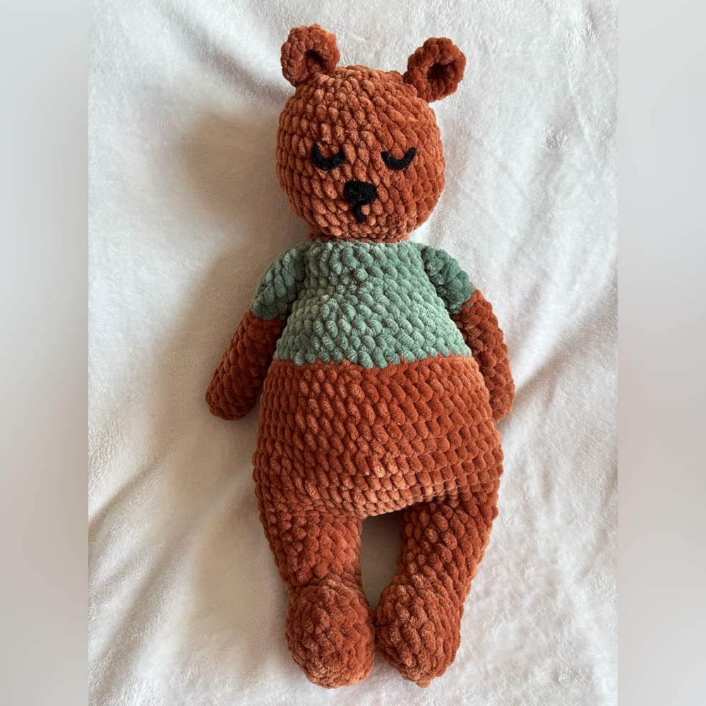Plush Bear Toy in Rust and Sage